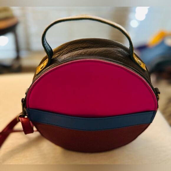 Soruka Pink, Teal, Maroon & Gray Crossbody Purse w/ Dusting Bag. NWOT - Picture 8 of 12